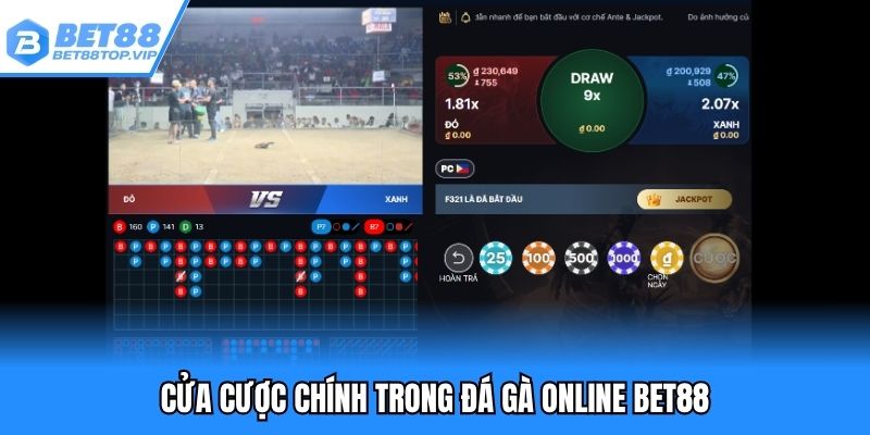 Cửa cược chính trong đá gà online BET88